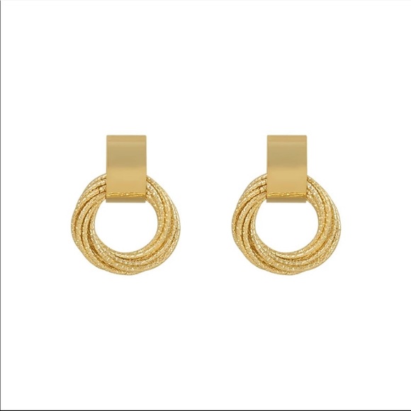Gold Circle Earrings - Picture 2 of 7
